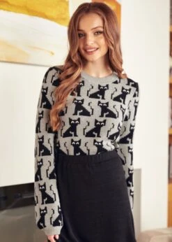 ModCloth Notes Of Nostalgia Heather Grey Music Print Crewneck Pullover -ModCloth 207863 HeatherGray 13