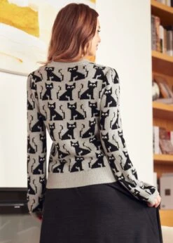 ModCloth Notes Of Nostalgia Heather Grey Music Print Crewneck Pullover -ModCloth 207863 HeatherGray 3