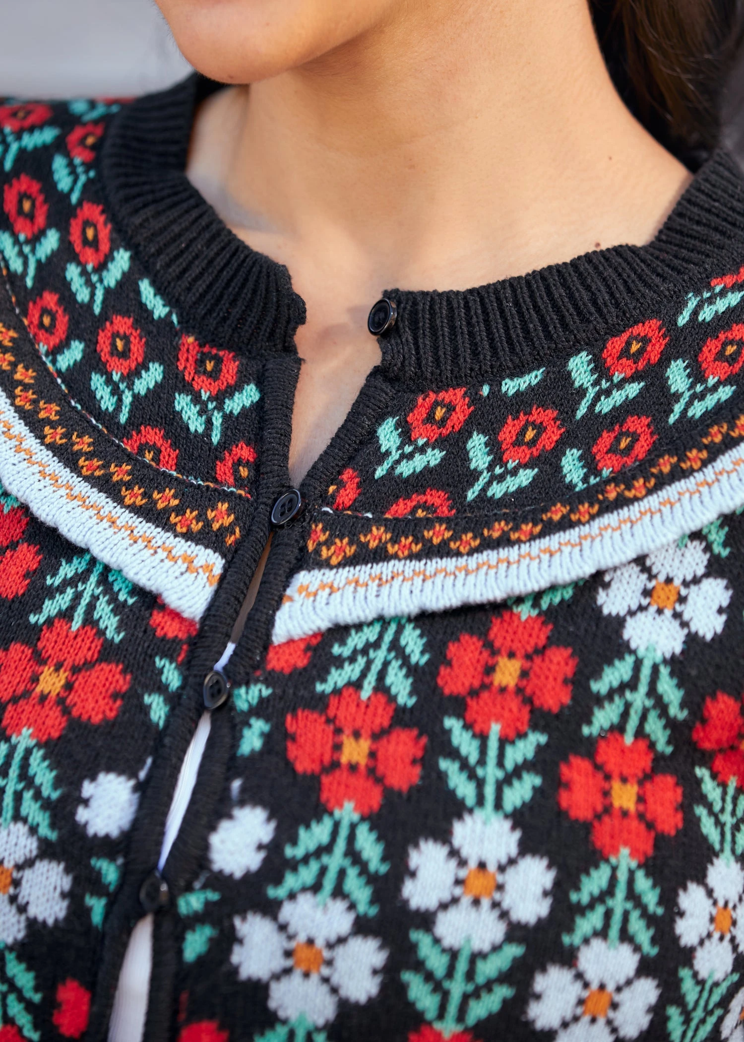 ModCloth Timeless Tapestry Jacquard Cardigan in Eclipse Noir β Vintage Floral Knit Button-Up Sweater 8 ModCloth Timeless Tapestry Jacquard Cardigan in Eclipse Noir β Vintage Floral Knit Button-Up Sweater - Image 6