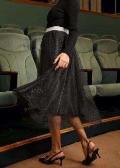 Time Capsule Tulle Midi Skirt 10 Time Capsule Tulle Midi Skirt -ModCloth 207882 Black Silver 4