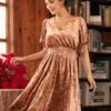 Bohemian Rhapsody Balloon Sleeve Dress -ModCloth 207887 Gold 1