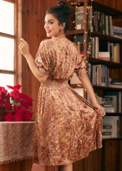 Bohemian Rhapsody Mustard Gold Balloon Sleeve Midi Dress – Smocked Waist V-Neck -ModCloth 207887 Gold 3