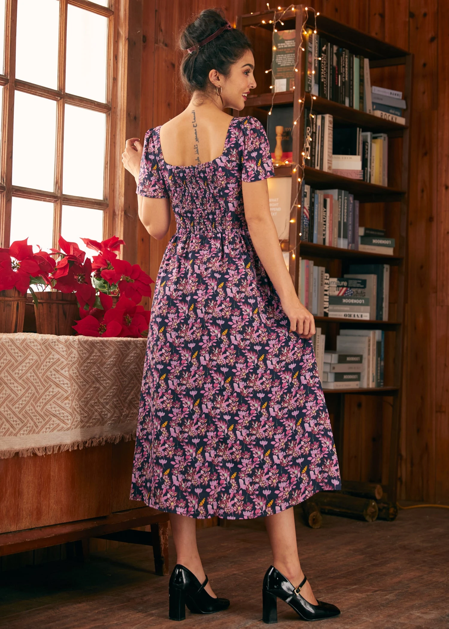 ModCloth Timeless Tapestry Midnight Bloom Floral Square Neck Midi Dress 5 ModCloth Timeless Tapestry Midnight Bloom Floral Square Neck Midi Dress - Image 3