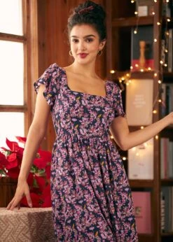 ModCloth Timeless Tapestry Midnight Bloom Floral Square Neck Midi Dress 11 ModCloth Timeless Tapestry Midnight Bloom Floral Square Neck Midi Dress -ModCloth 207890 NAVFL 6