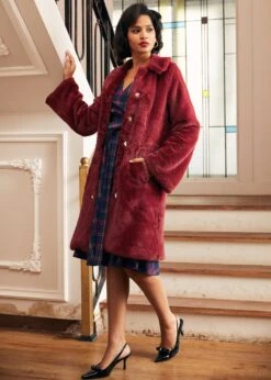 Retro Glam Swing Fur Coat -ModCloth 207894 RED 1