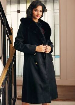 Elegance Reimagined Fur Trim Coat -ModCloth 207895 BLK 6