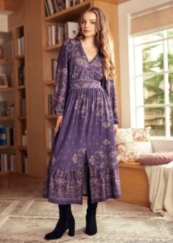 Goldie Hour V-Neck Midi Dress -ModCloth 207898 Purple 1