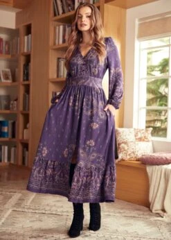 Goldie Hour V-Neck Midi Dress -ModCloth 207898 Purple 4