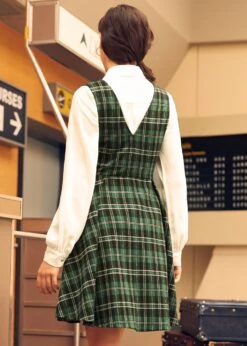 ModCloth Cute As A Nutmeg Plaid Surplus Neckline Fit & Flare Dress -ModCloth 207901 Green 3