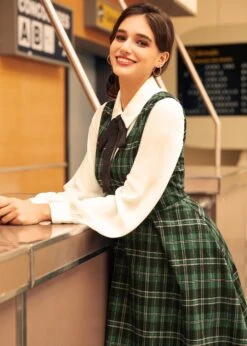 ModCloth Cute As A Nutmeg Plaid Surplus Neckline Fit & Flare Dress -ModCloth 207901 Green 6