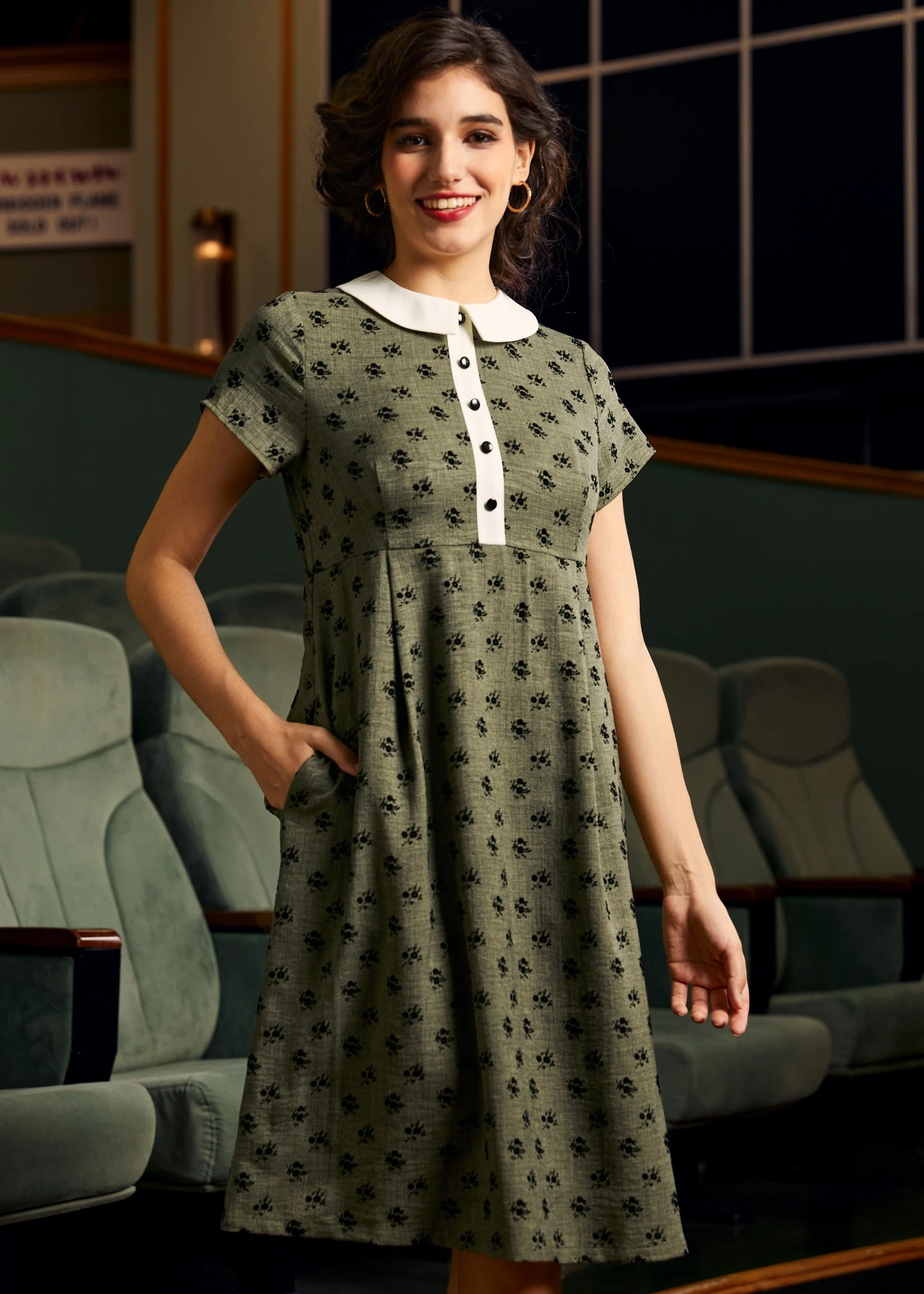 ModCloth Pretty At The Pumpkin Patch Purple Floral Shirtwaist Midi Dress with Pockets 4 ModCloth Pretty At The Pumpkin Patch Purple Floral Shirtwaist Midi Dress with Pockets - Image 2