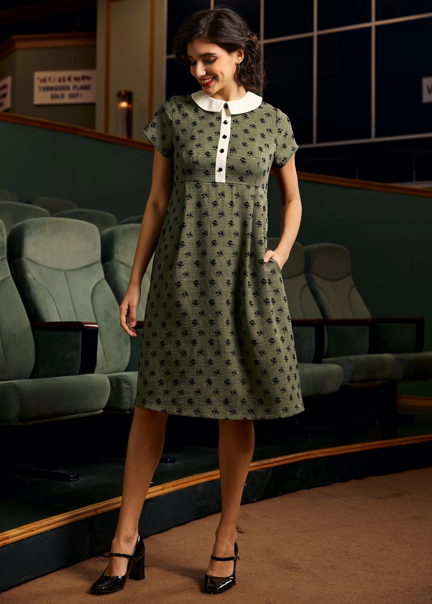 ModCloth Pretty At The Pumpkin Patch Purple Floral Shirtwaist Midi Dress with Pockets 7 ModCloth Pretty At The Pumpkin Patch Purple Floral Shirtwaist Midi Dress with Pockets - Image 5