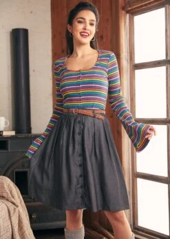 Lost In Love Rainbow Stripe Bell Sleeve Top - Vintage Knit Button-Up Cardigan -ModCloth 207949 RainbowandNAVStripe 4 d5e8243d 31b4 4951 ad0b 34545ddb37fb