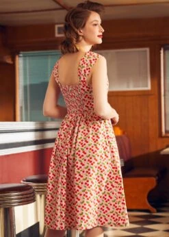 ModCloth Enchanted Dawn Midi Dress in Cinnamon Hush – Smocked Fit & Flare with Pockets -ModCloth 207982 CHERRY HP 3
