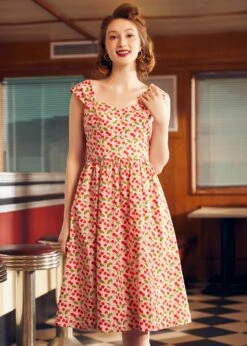 ModCloth Enchanted Dawn Midi Dress in Cinnamon Hush – Smocked Fit & Flare with Pockets -ModCloth 207982 CHERRY HP 4