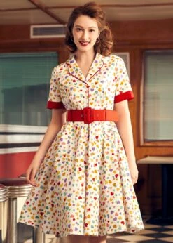 Elegant Epoch Navy Heart Print Belted Shirtdress – Fit & Flare Button-Down Dress 12 Elegant Epoch Navy Heart Print Belted Shirtdress – Fit & Flare Button-Down Dress -ModCloth 207986 FALLINGHEART HP 6