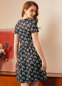 ModCloth Nostalgic Narrative Knit Dress – Prism Dance Multi-Color Retro Fit and Flare Mini Dress -ModCloth 207987 RAINBOW 3