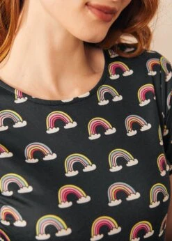 ModCloth Nostalgic Narrative Knit Dress – Prism Dance Multi-Color Retro Fit and Flare Mini Dress -ModCloth 207987 RAINBOW 7