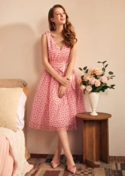 Memory Lane Fit & Flare Dress -ModCloth 207993 PINKGROUNDREDMOTIF HP 4