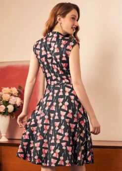 ModCloth Panther Black Eclipse Elegance – Keyhole Fit & Flare Dress -ModCloth 207994 BLKGROUNDPINK HP 3