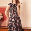 Eclipse Elegance Fit & Flare Dress -ModCloth 207994 BLKGROUNDPINK HP 6