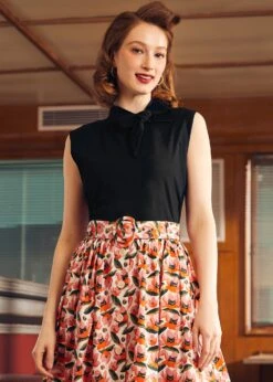 Retro Rendezvous Tie-Neck Top