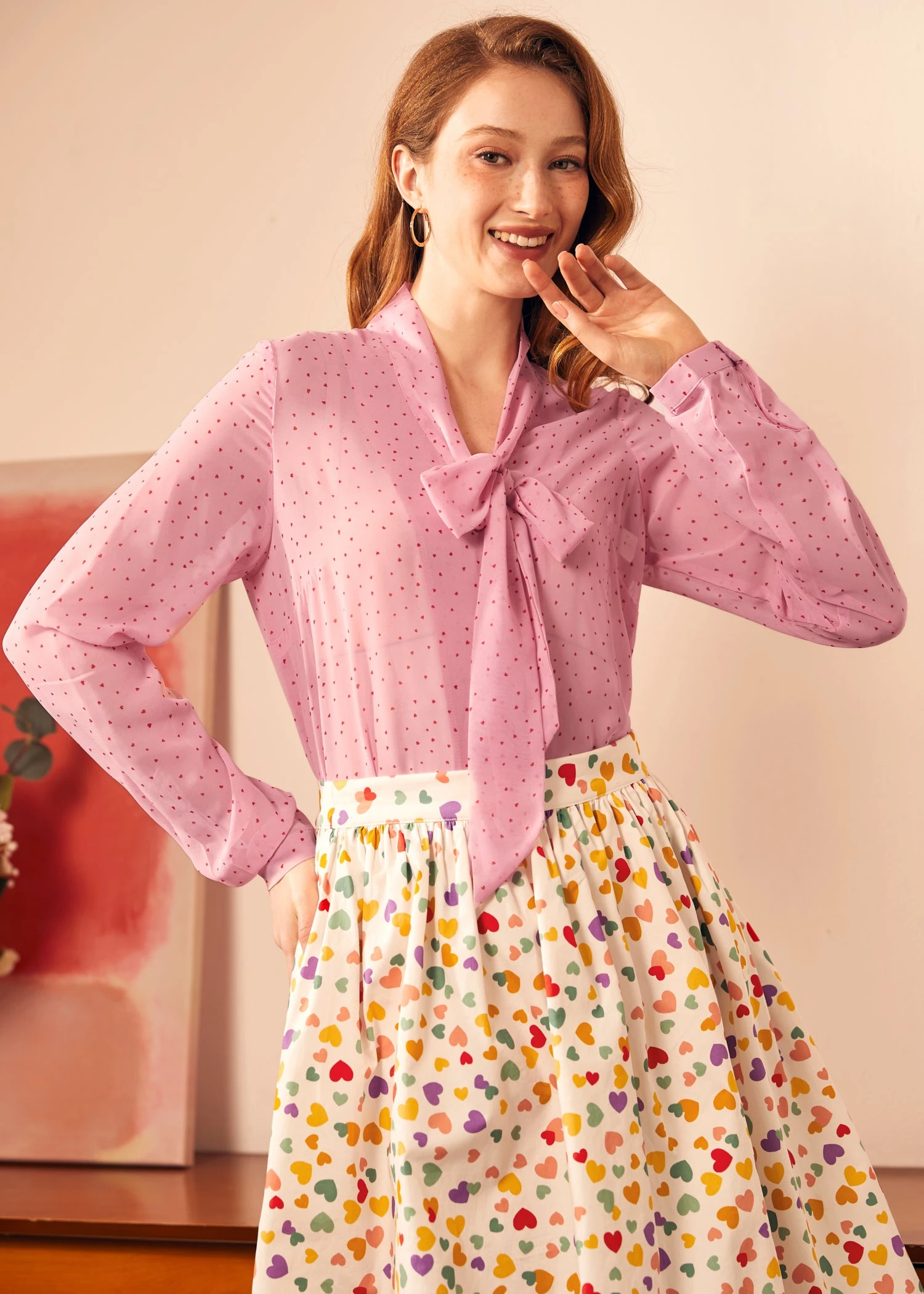 Belle Of The Bow Blouse in Pixie Pink – Vintage V-Neck Bow Accent Plus Size Top 3 Belle Of The Bow Blouse in Pixie Pink – Vintage V-Neck Bow Accent Plus Size Top