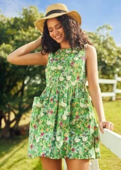 ModCloth Mint Blossom Gathering Wild Flowers Dress – Cotton Button-Front Mini Dress with Pockets -ModCloth 208069 GRNIVY HP 5