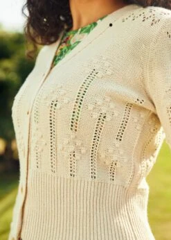 ModCloth Picnic In The Park Ivory V-Neck Cardigan – Vintage Leg-of-Mutton Sleeve Knit Top -ModCloth 208075 IVY HP 7