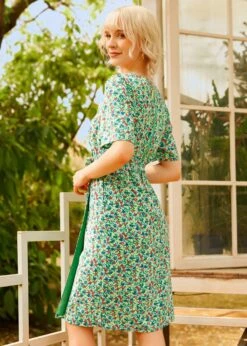 ModCloth Petal & Promise Floral Faux Wrap Midi Dress with Button Detail -ModCloth 208079 GRNPR HP 3