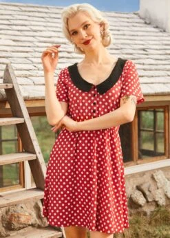 Dottie Delight Collared Dress 11 Dottie Delight Collared Dress -ModCloth 208085 REDPOLKADOT 4
