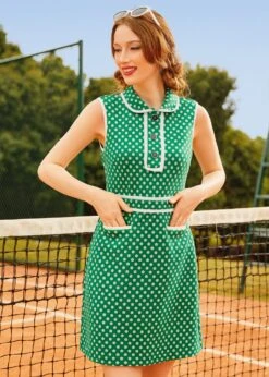 ModCloth On The Court Sleeveless Dress - Mint Green Polka Dot Vintage Mini Dress 13 ModCloth On The Court Sleeveless Dress - Mint Green Polka Dot Vintage Mini Dress -ModCloth 208086 GRNPR HP 2