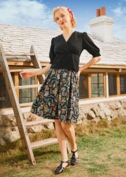 Puff & Grace Wrap Top – Vintage Faux-Wrap with Smocked Cuffs & Puff Sleeves 9 Puff & Grace Wrap Top – Vintage Faux-Wrap with Smocked Cuffs & Puff Sleeves -ModCloth 208090 BLK 1