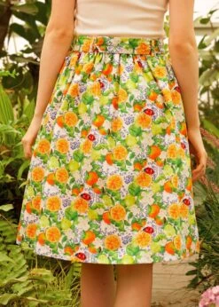 ModCloth Forest Green Lily Floral Button-Down Midi Skirt – Twirl-Worthy Charm Vintage Style -ModCloth 208094 IVFL 3