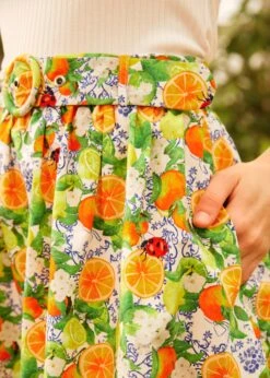 ModCloth Forest Green Lily Floral Button-Down Midi Skirt – Twirl-Worthy Charm Vintage Style -ModCloth 208094 IVFL 7