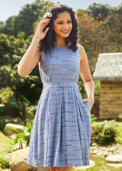 Sailor’s Reverie Fit & Flare Dress -ModCloth 208122 DENIMBLU 6