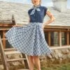 ModCloth Gingham Grace Bow Dress - Black and White Checkered Vintage Button-Up Midi -ModCloth 208133 BLU 1