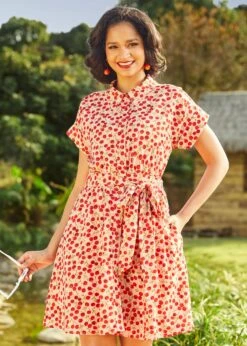 ModCloth Jazz Age Jive Shirt Dress – Cherry Kiss Print Fit & Flare with Pockets -ModCloth 208135 PINKCHERRY 4