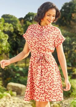 ModCloth Jazz Age Jive Shirt Dress – Cherry Kiss Print Fit & Flare with Pockets -ModCloth 208135 PINKCHERRY 5