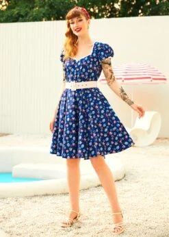 ModCloth Drive In Delight Navy Blue Owl Print Fit & Flare Dress 8 ModCloth Drive In Delight Navy Blue Owl Print Fit & Flare Dress -ModCloth 208137 OWLPR 1