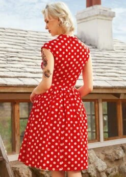 Dotted Darling Fit & Flare Dress 9 Dotted Darling Fit & Flare Dress -ModCloth 208141 REDDOT 3