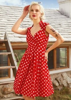 Dotted Darling Fit & Flare Dress 12 Dotted Darling Fit & Flare Dress -ModCloth 208141 REDDOT 6