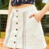 ModCloth Marshmallow Bliss White with Rainbow Stitching – Button-Down A-Line Mini Skirt -ModCloth 208178 RAINBOWDENIMWHI 6