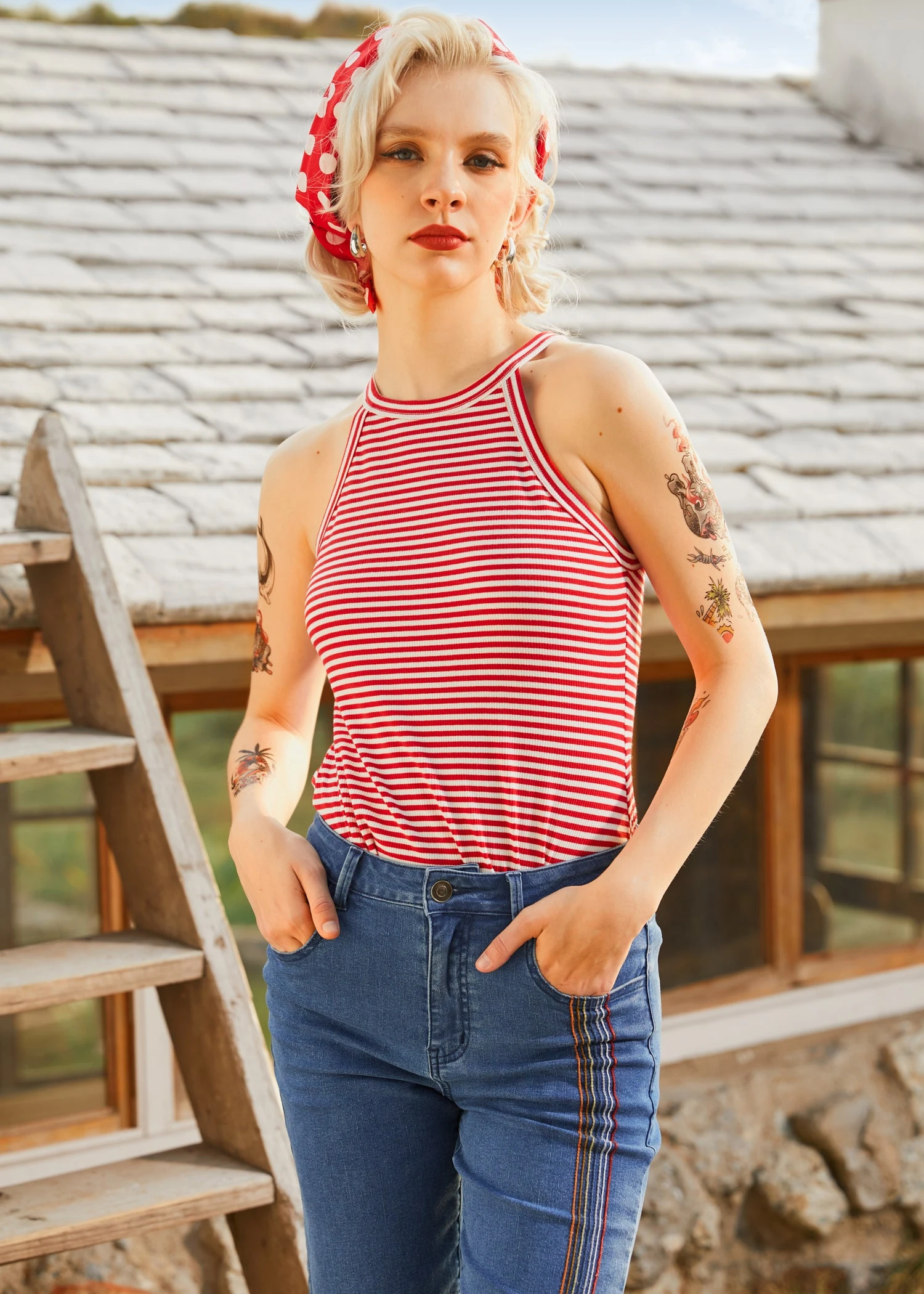 ModCloth Just Bloomed Faded Sky Bermuda Shorts - Rainbow Stitch Denim Bottoms 5 ModCloth Just Bloomed Faded Sky Bermuda Shorts - Rainbow Stitch Denim Bottoms - Image 3