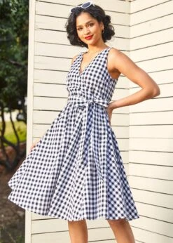 Instant Energy Faux-Wrap Dress 9 Instant Energy Faux-Wrap Dress -ModCloth 208287 NAVGHINGHAM 2