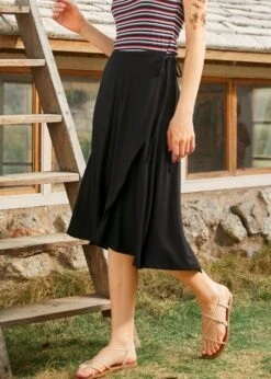Pirouette Perfection Midi Wrap Skirt - Soft Stretch Viscose Ballet-Inspired Skirt 12 Pirouette Perfection Midi Wrap Skirt - Soft Stretch Viscose Ballet-Inspired Skirt -ModCloth 208290 BLK 2