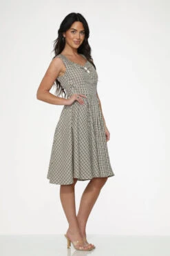Orchid Bloom Gingham Swing Dress – Vintage-Inspired Midi with Side Pockets -ModCloth 21720 Gingham Swing Dress 10