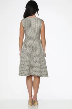 Orchid Bloom Gingham Swing Dress – Vintage-Inspired Midi with Side Pockets -ModCloth 21720 Gingham Swing Dress 15