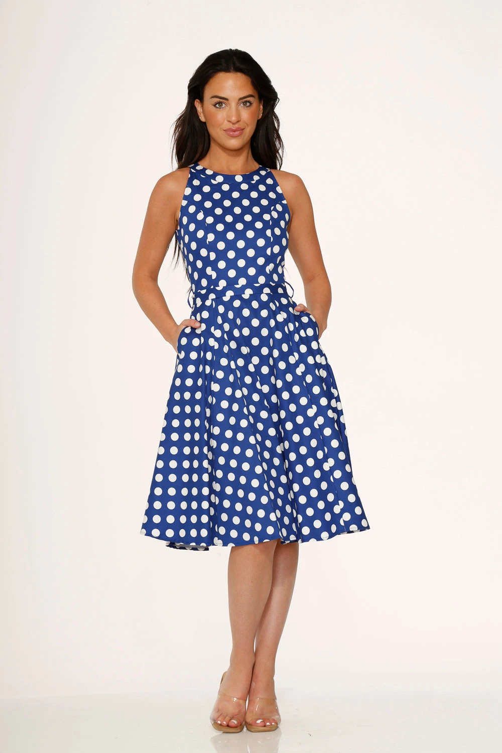 Blue Polka Dot Swing Dress 4 Blue Polka Dot Swing Dress - Image 2