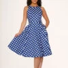 Blue Polka Dot Swing Dress -ModCloth 21921 Blue White Polka Dot Dress 2